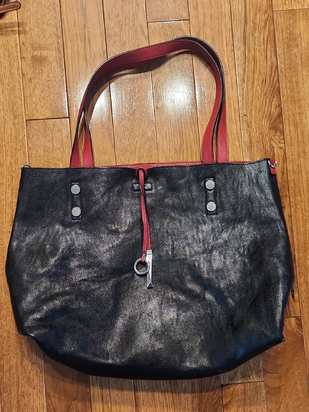 Calvin Klein Black Tote with Red Trim and Straps P-004